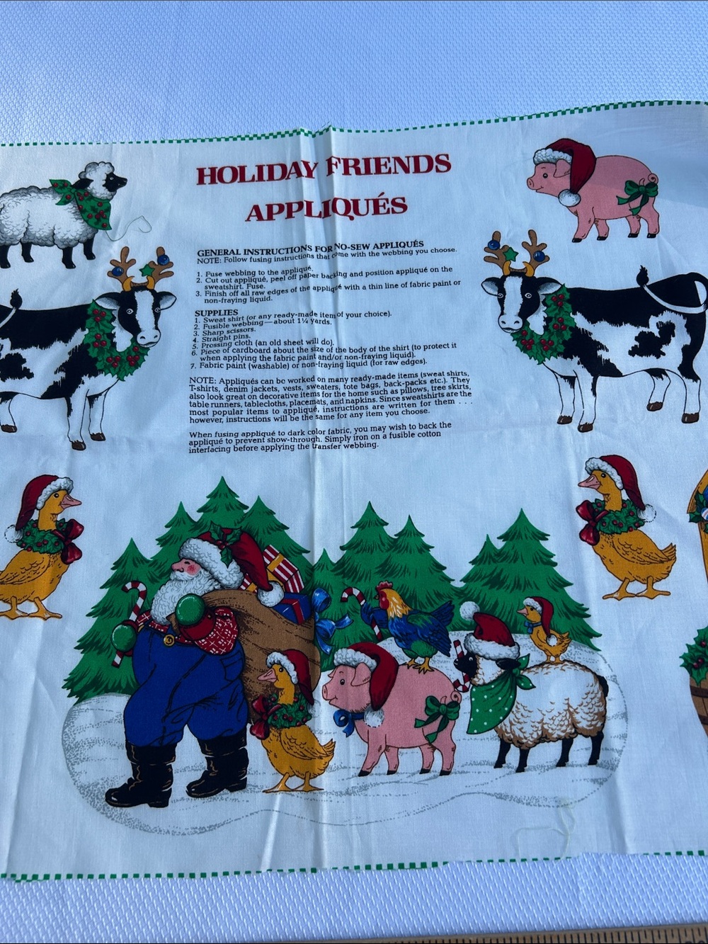 Vintage- Cottagecore Holiday Friends Appliqués Fabric Panel – Amazing !